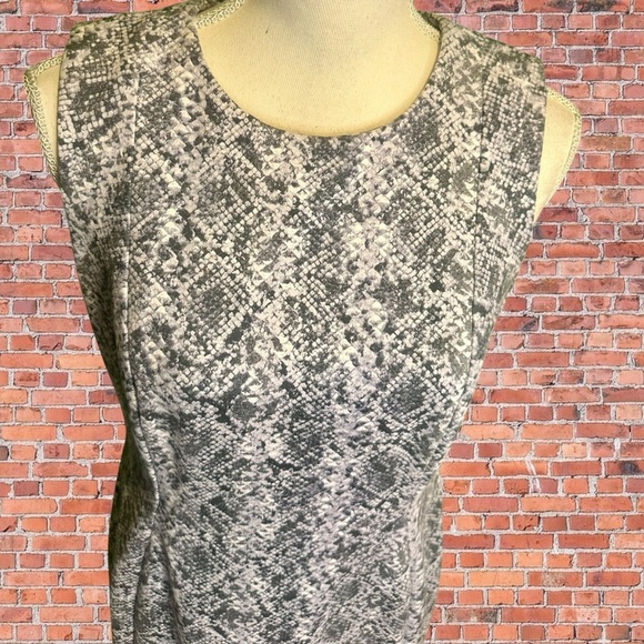 Calvin Klein Gray Python Snake Print Vegan Suede Textured Sleeveless Midi Dress - Picture 5 of 14